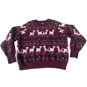 NAADAM 100% Cashmere Fair Isle Goat Holiday Sweater Sz L Christmas